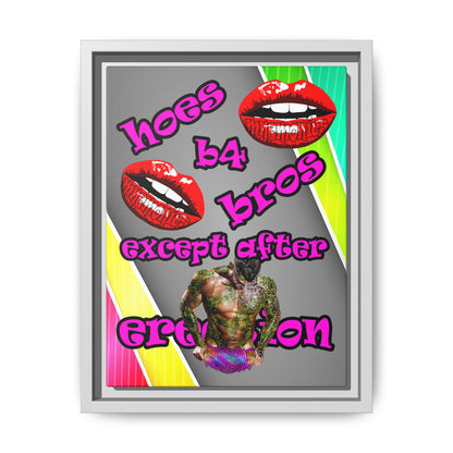 hoes b4 bros - framed canvas art (rainbow split)