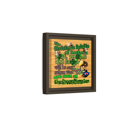 christmas spirits of boston - framed canvas art (butterscotch wood finish)