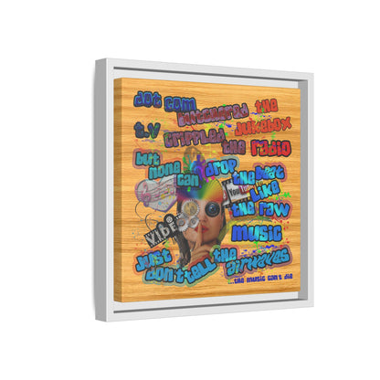 drop the beat - framed canvas art (butterscotch wood finish)