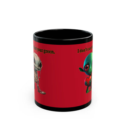 I don't care that your grey - Black Mug (dark red)