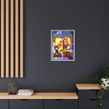 love peace - framed canvas art (grey-pink wave)