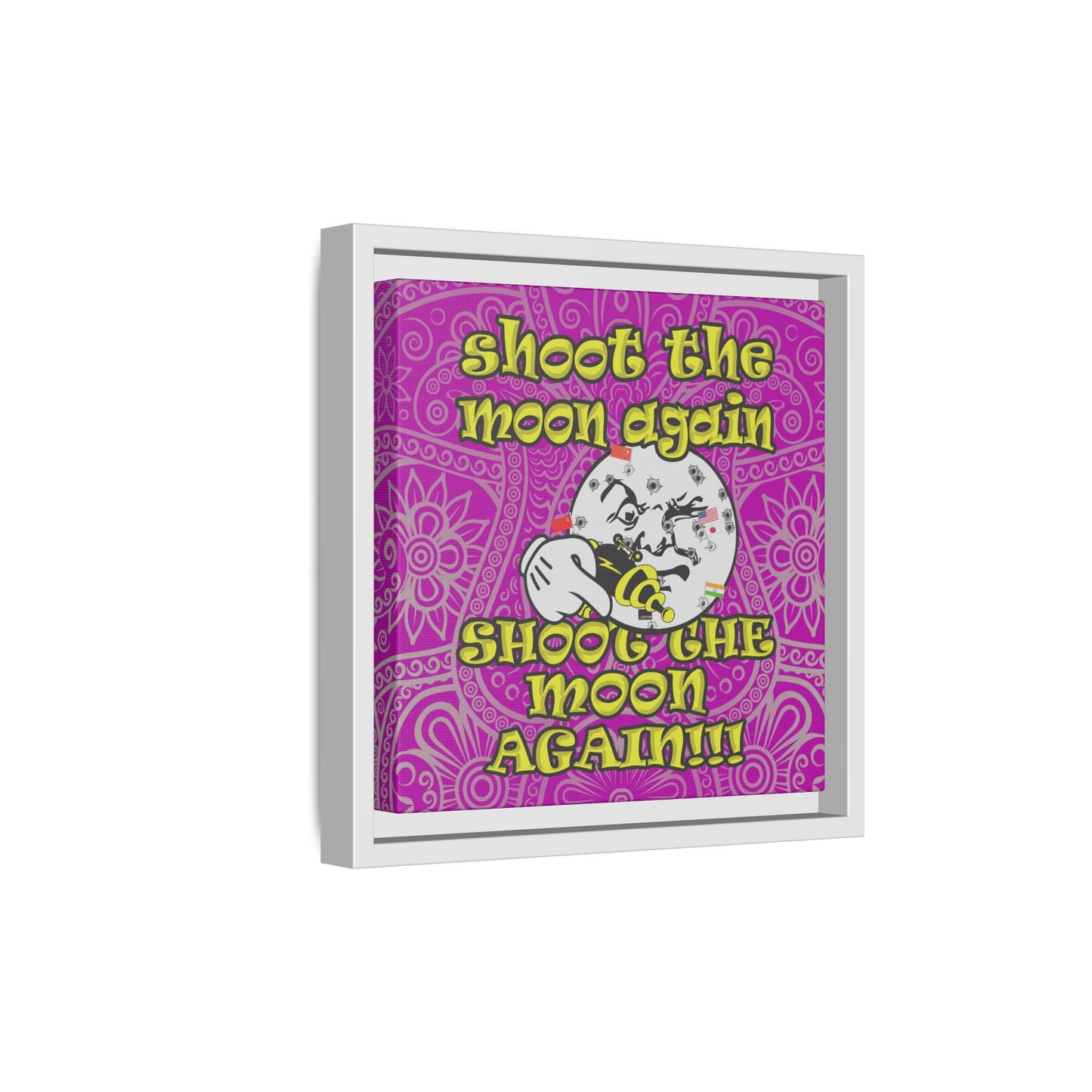 shoot the moon again - framed canvas art (pink swirl)