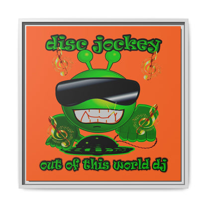 disc jockey - framed canvas art (orange)