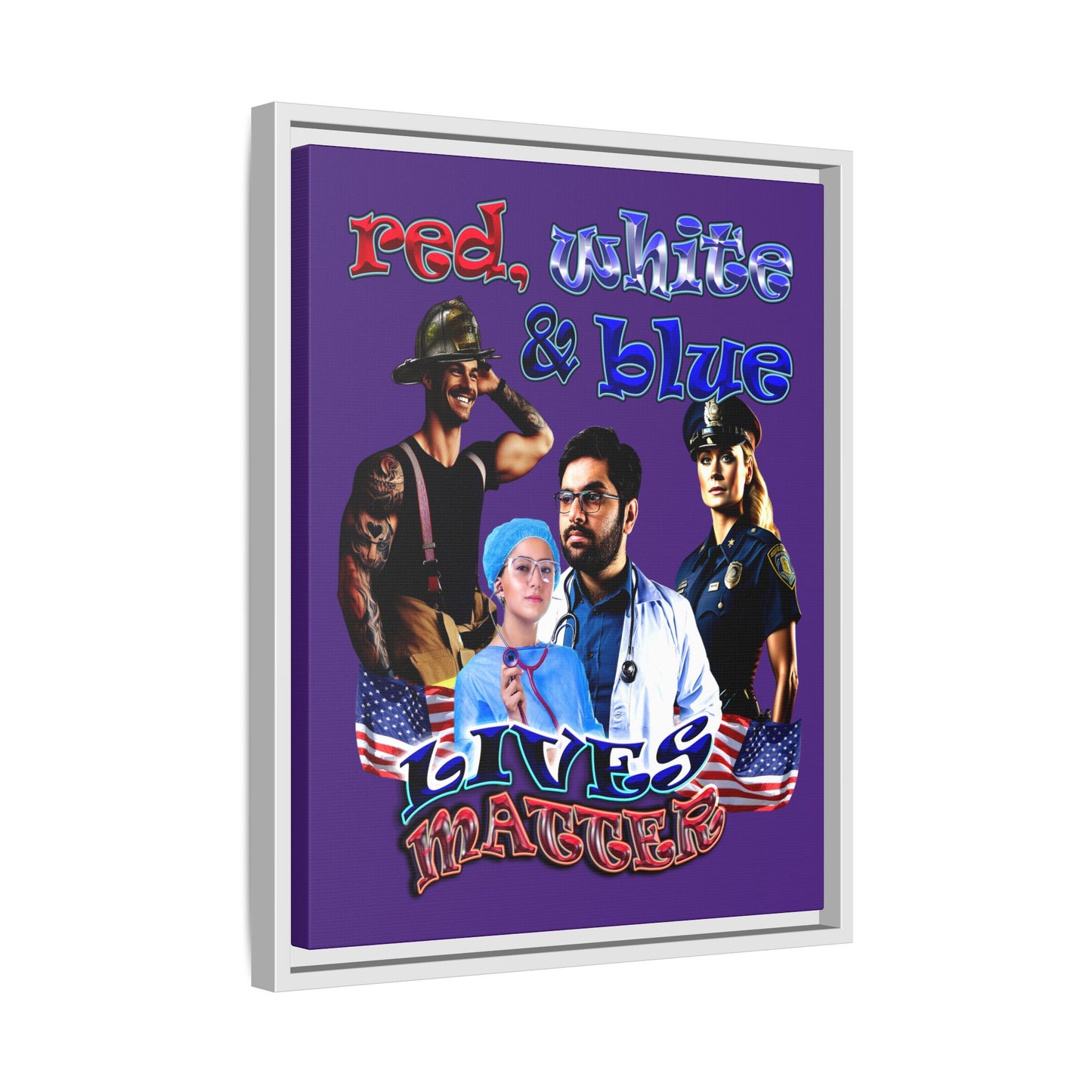 rw&b lives matter - framed canvas art (purple)