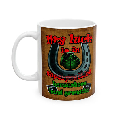 my luck - White Mug (brown papyrus)