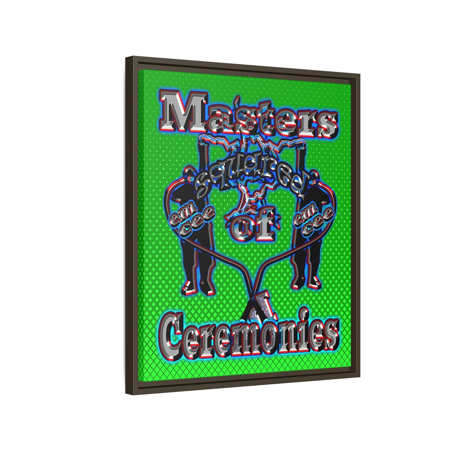 em cee squared - framed canvas art (logo green)