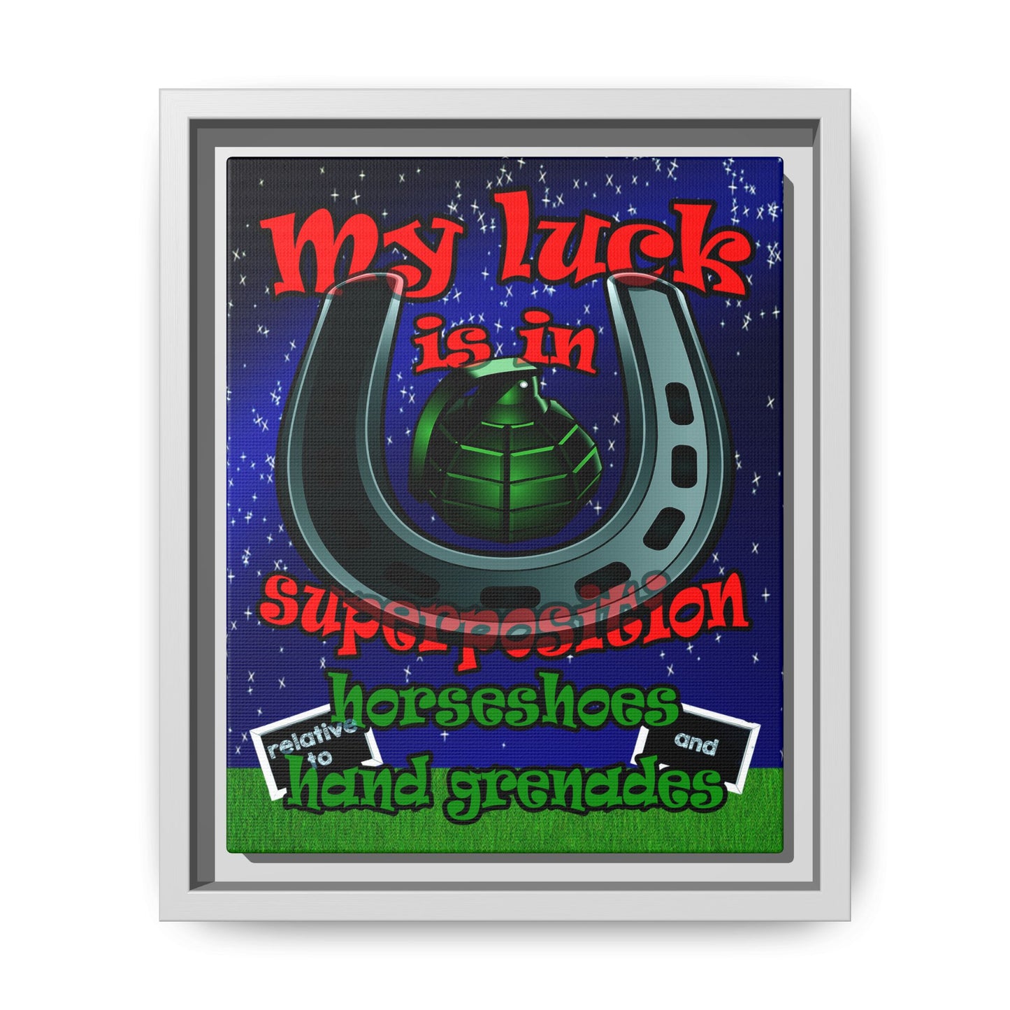 my luck - framed canvas art ('snoops' background)