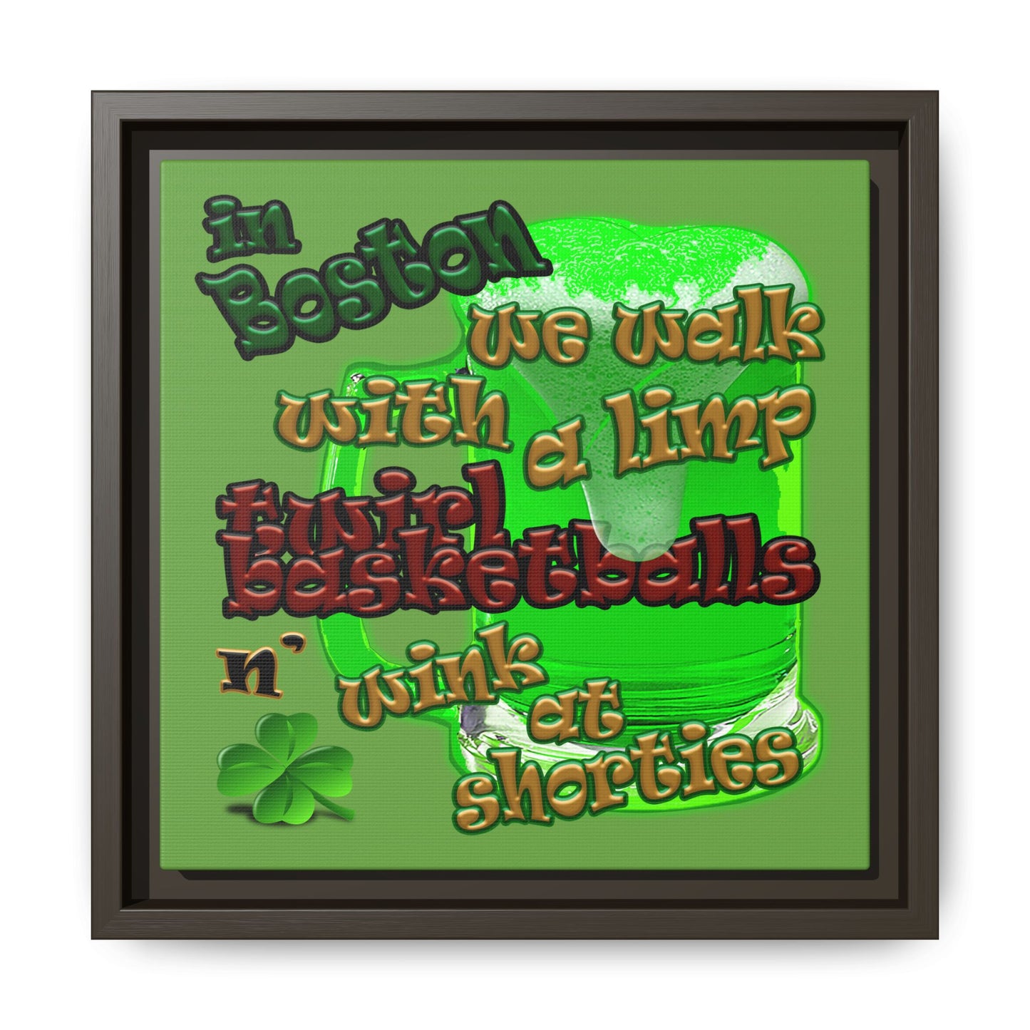 celtics logo - framed canvas art (green)