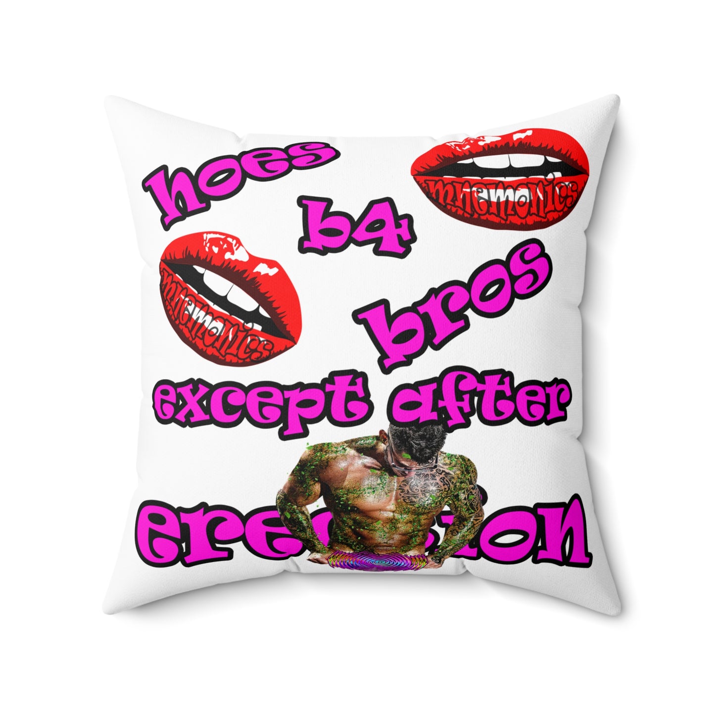 hoes b4 bros - Spun Polyester Square Pillow - (white)