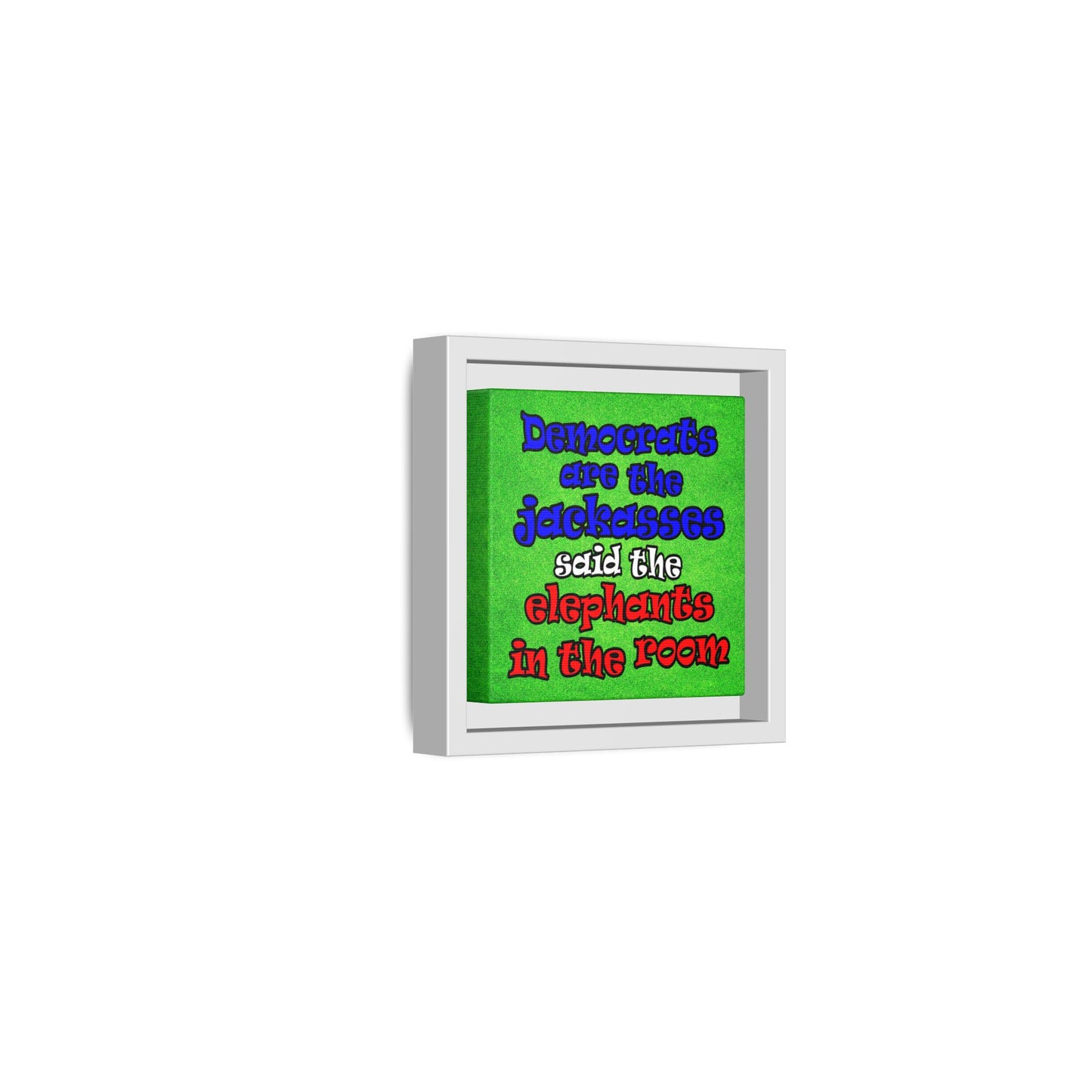 donkeys and elephants - framed canvas art (green turf)