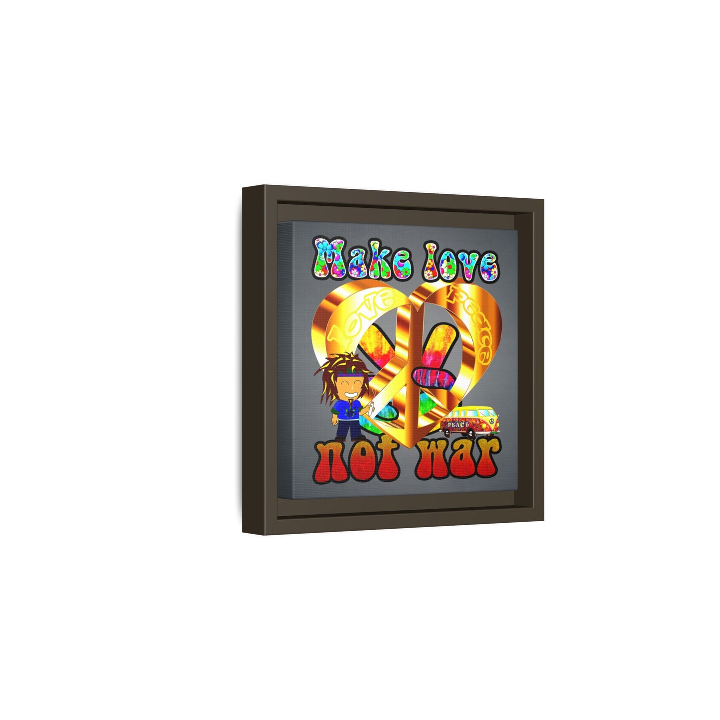 love peace - framed canvas art (grey-light grey)