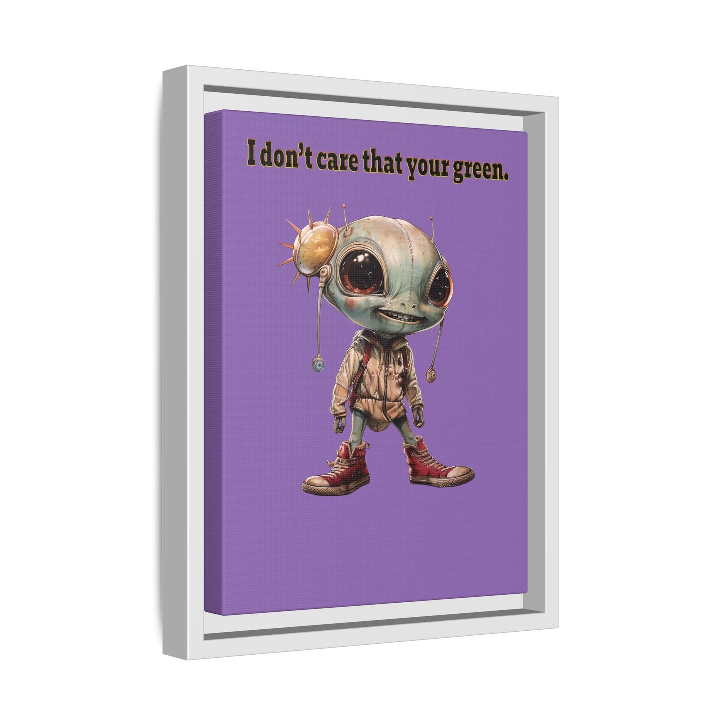 I don't care that your green - framed canvas art (light purple)
