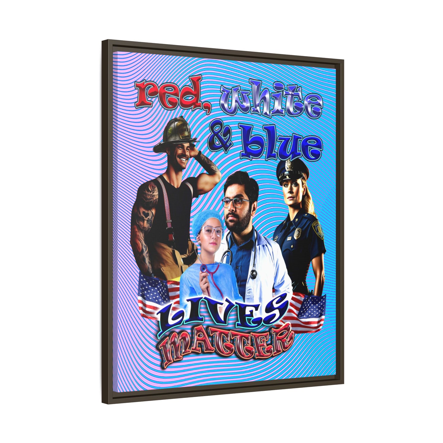 rw&b lives matter - framed canvas art (light blue-purple wave)