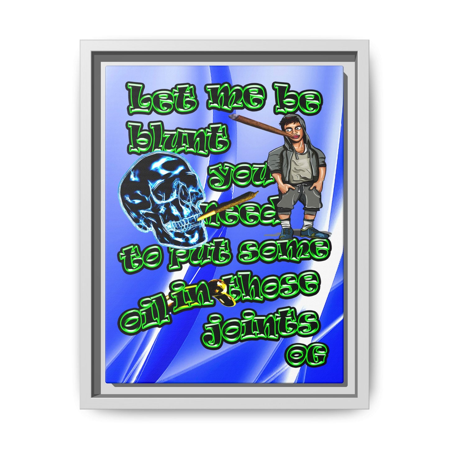 og - framed canvas art (blue-white wave)