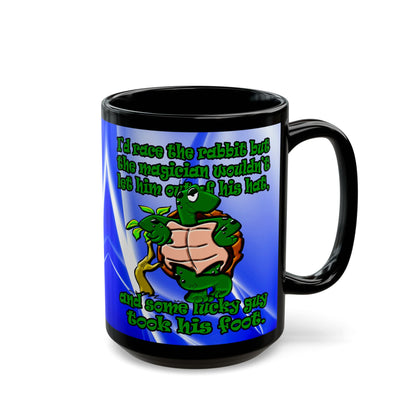 turtle race - Black Mug (blue-white wave)