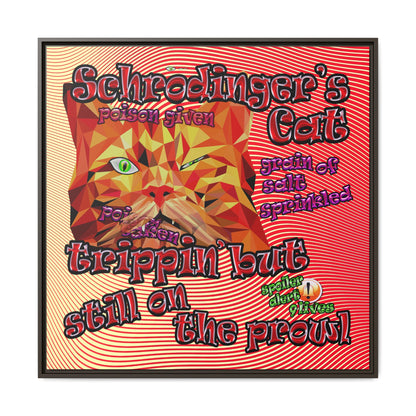 schrodinger's cat - framed canvas art (yellow-orange wave)