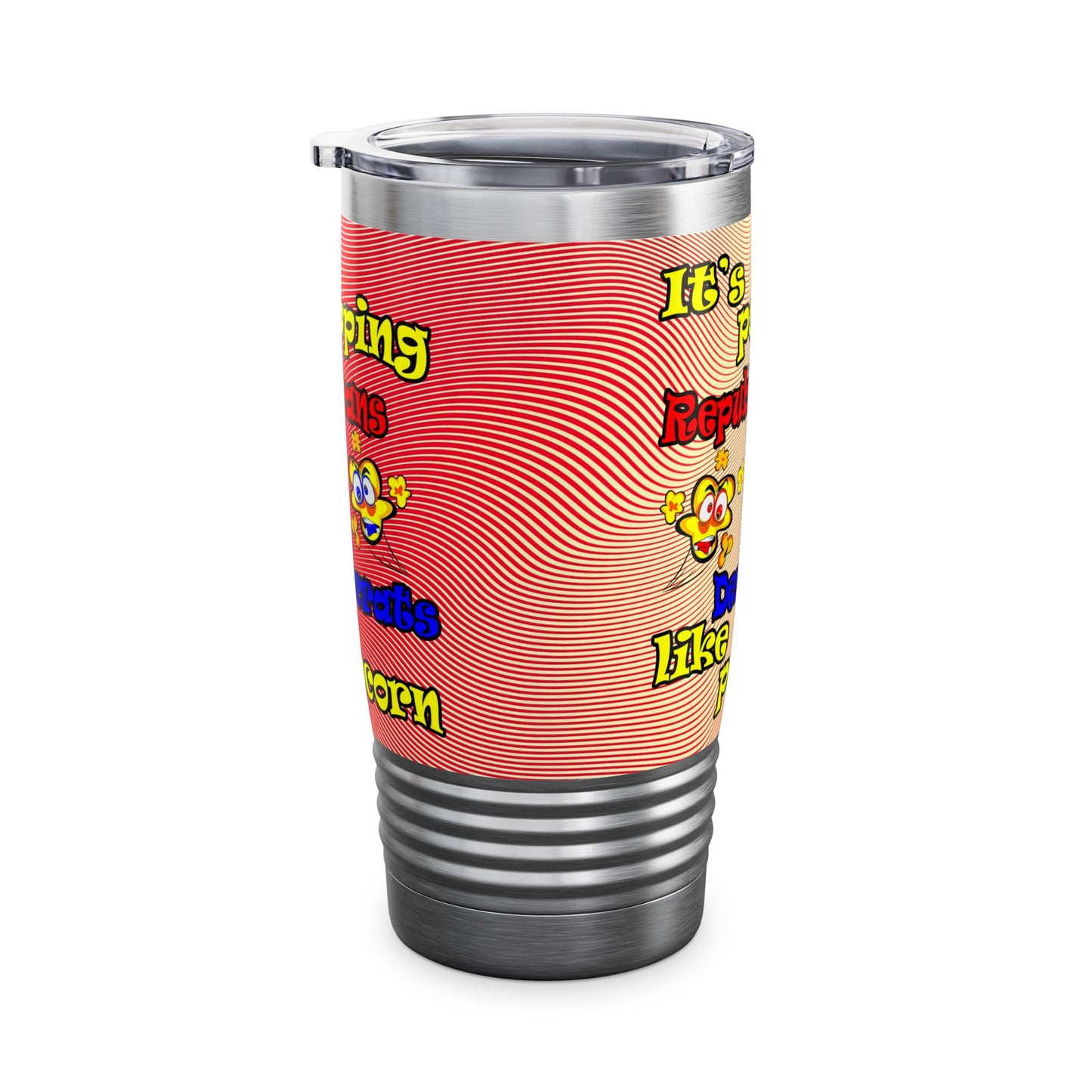 popping like popcorn - Ringneck Tumbler, 20oz (yellow-orange wave)