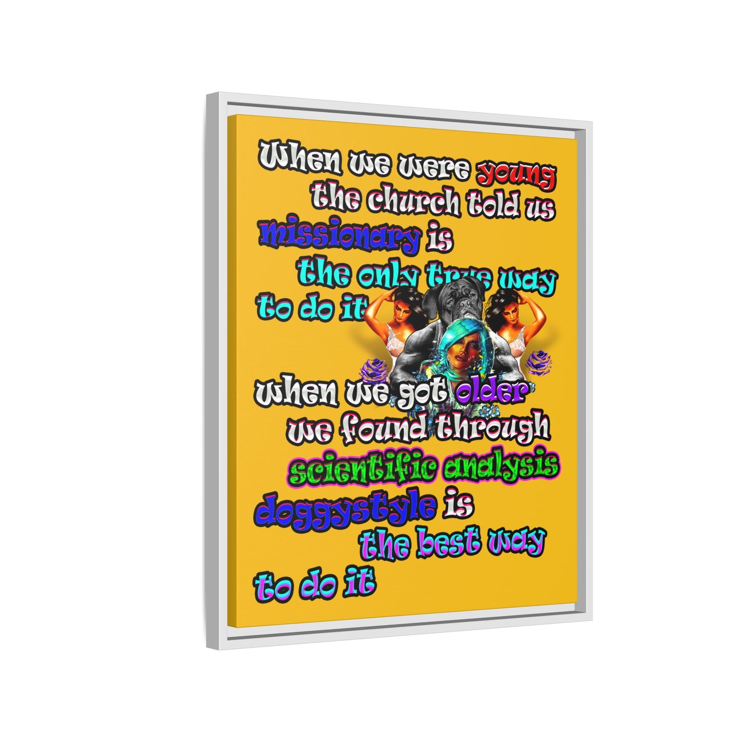 doggystyle - framed canvas art (yellow)