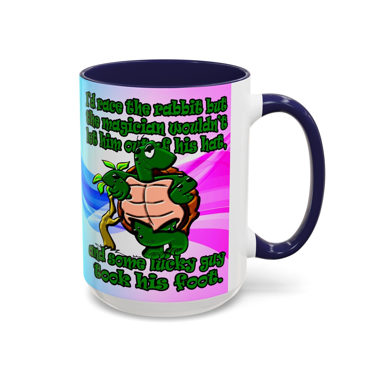 turtle race - Accent Mug (light blue-pink wave)