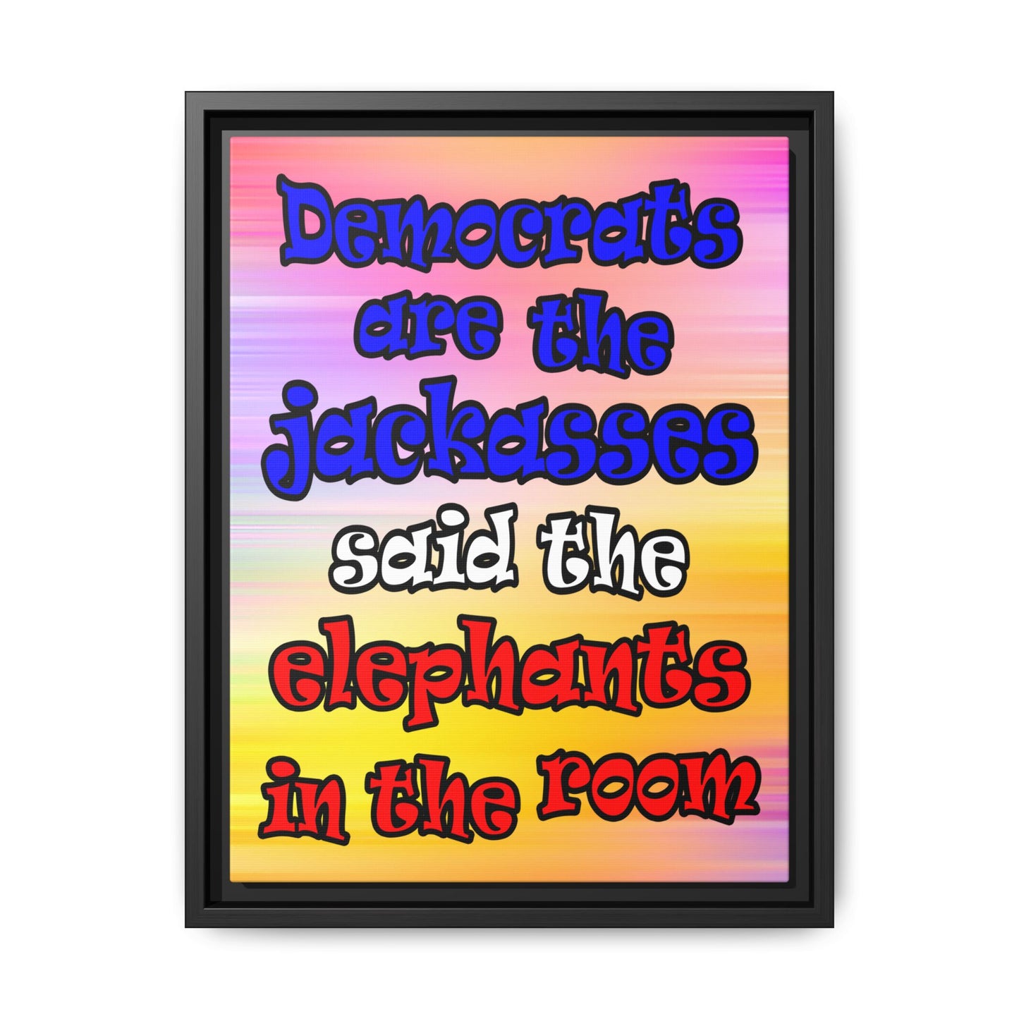 donkeys and elephants - framed canvas art (color blur)