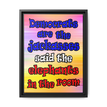 donkeys and elephants - framed canvas art (color blur)