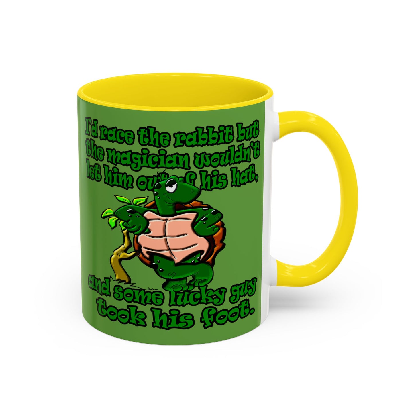 turtle race - Accent Mug (green)