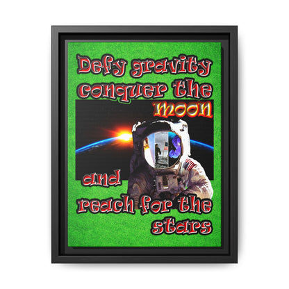 defy conquer reach - framed canvas art (green turf)