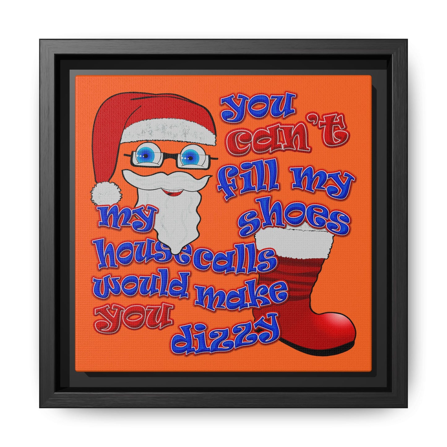 santa's shoes - framed canvas art (orange)