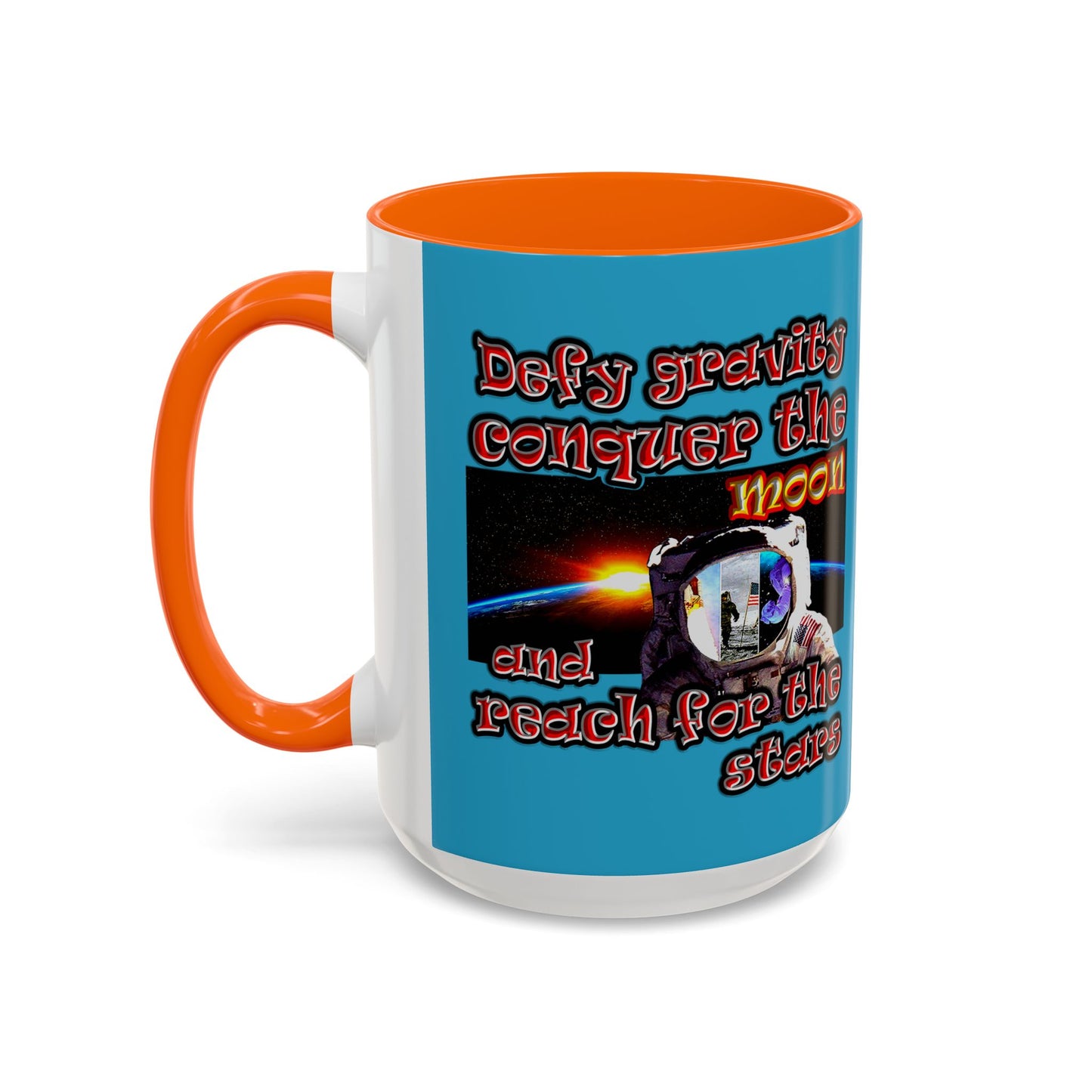 defy conquer reach - Accent Mug (turquoise)