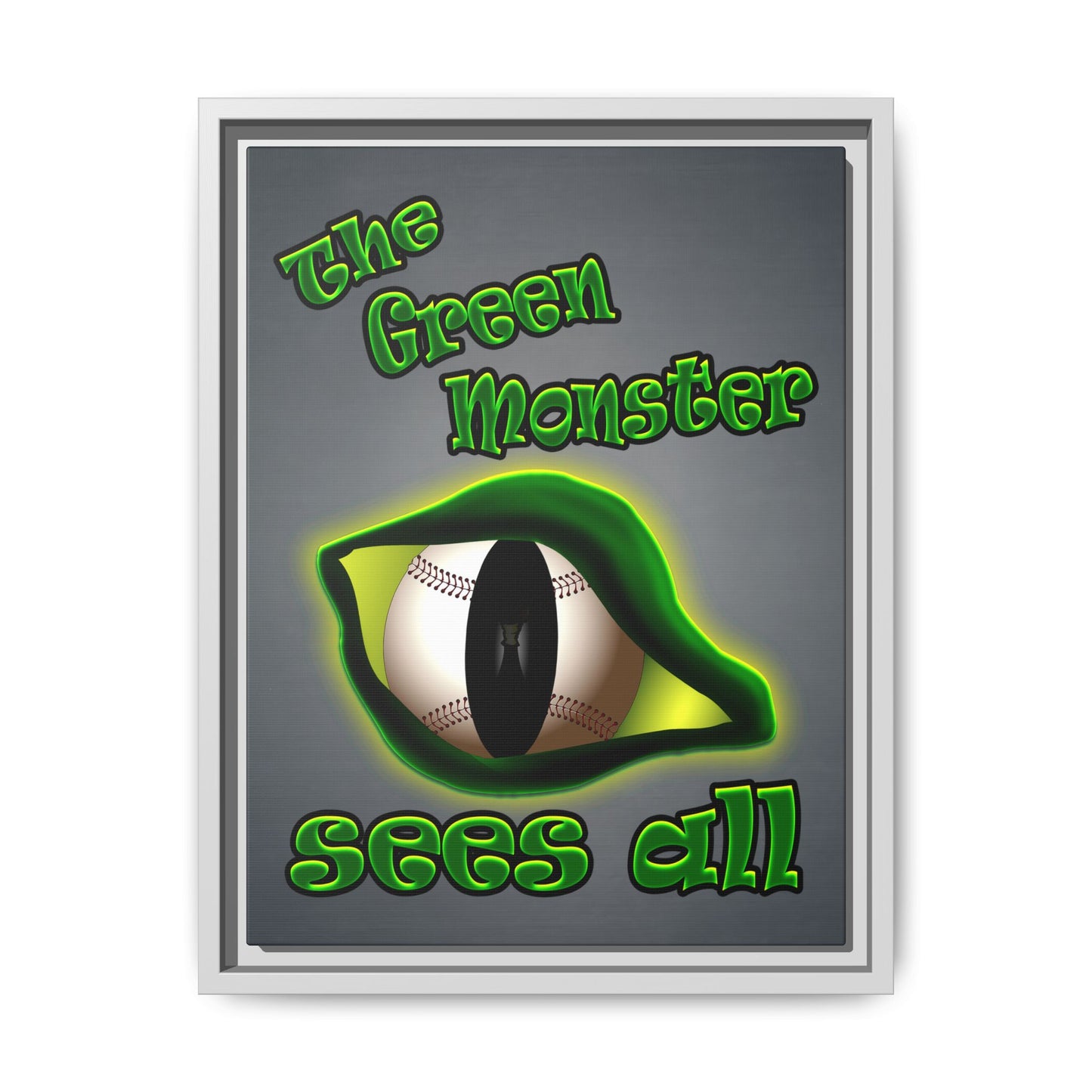 green monster - framed canvas art (grey-light grey)