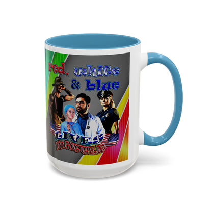 rw&b lives matter - Accent Mug (rainbow split)
