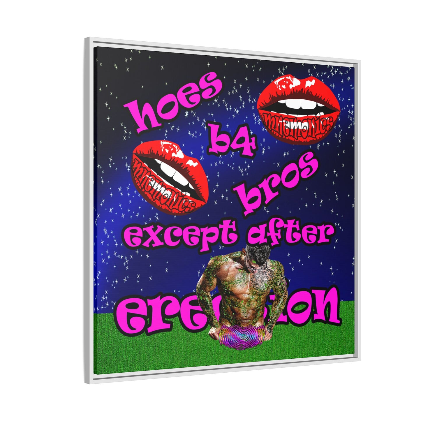 hoes b4 bros - framed canvas art ('snoops' background)