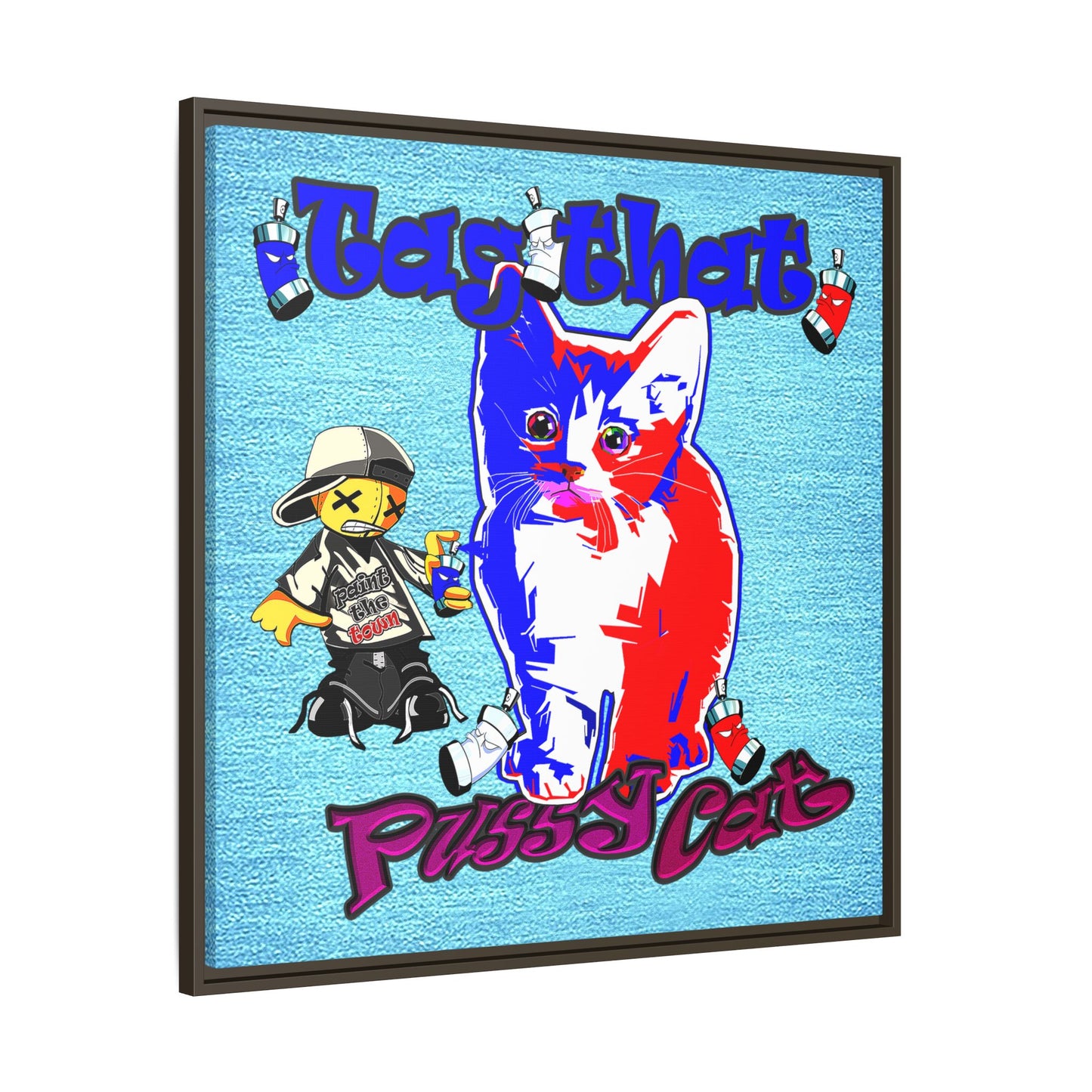 tag that - framed canvas art (faded blue)