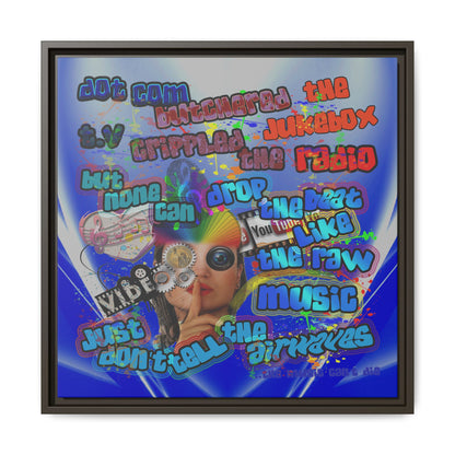 drop the beat - framed canvas art (blue-white wave)