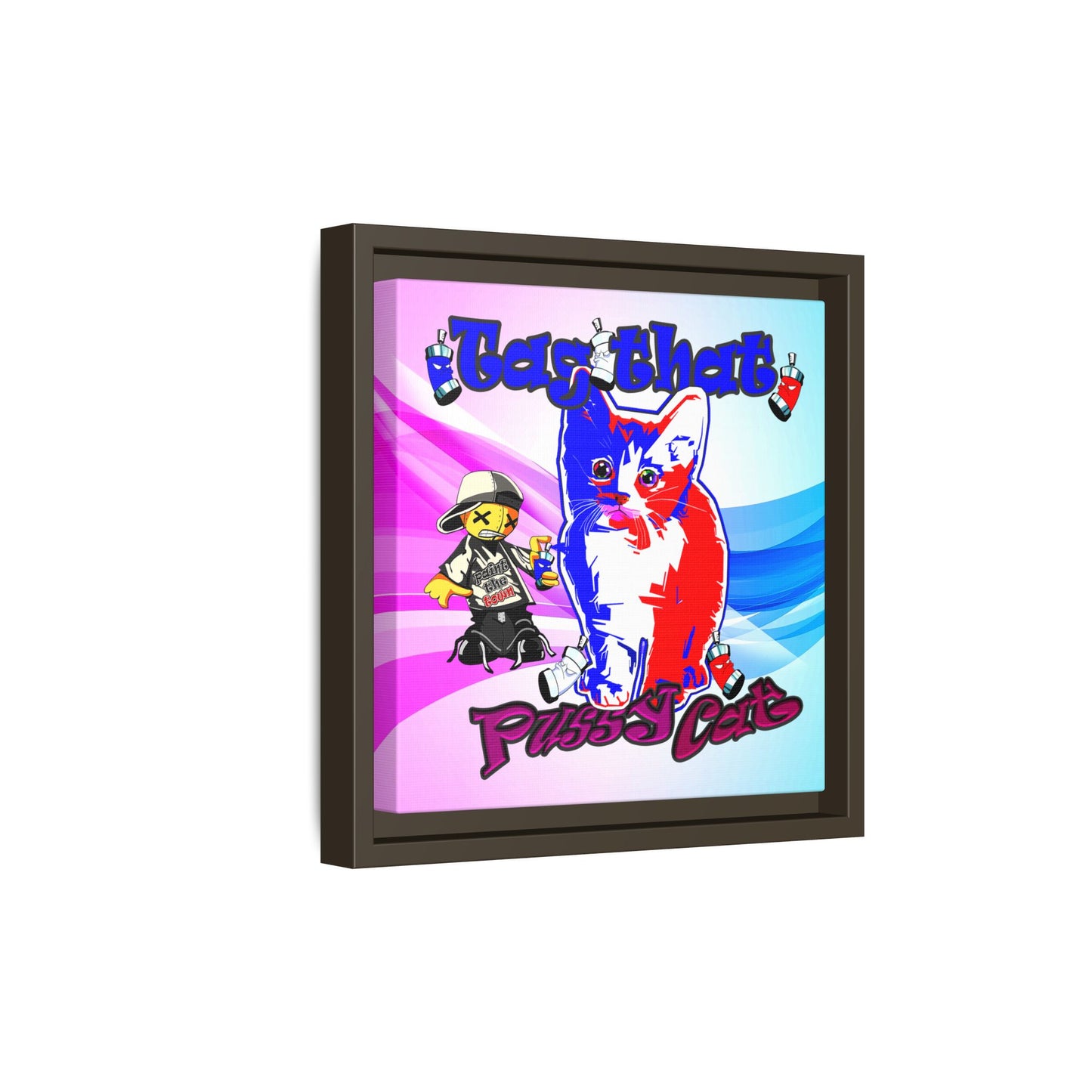 tag that - framed canvas art (light blue-pink wave)