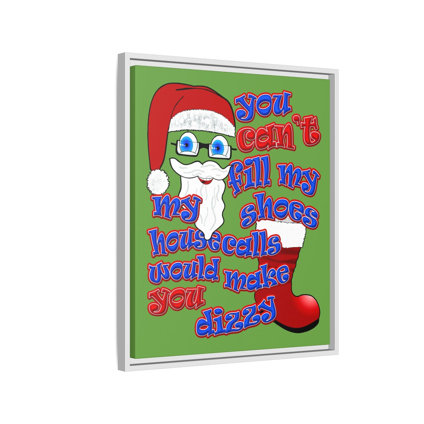 santa's shoes - framed canvas art (green)