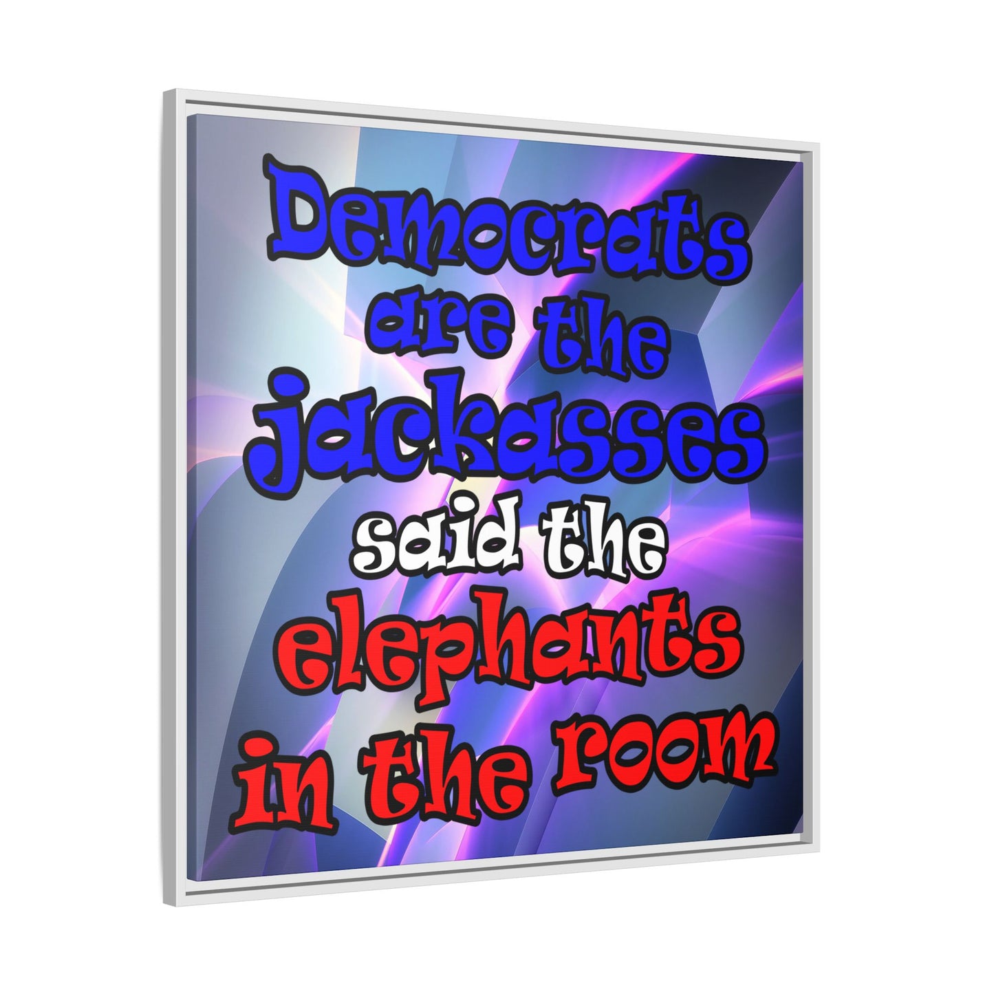 donkeys and elephants - framed canvas art (grey-pink wave)
