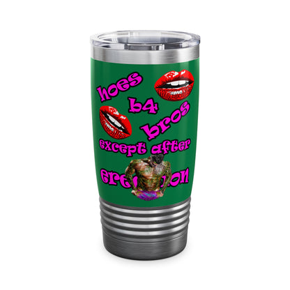 hoes b4 bros - Ringneck Tumbler, 20oz (dark green)