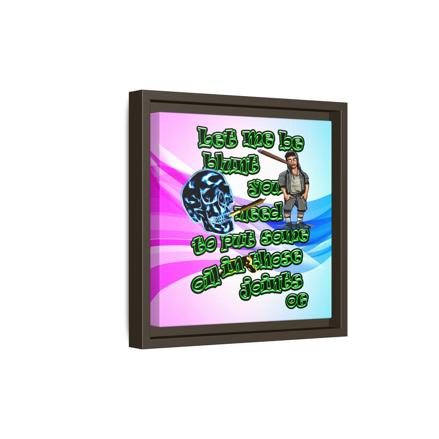 og - framed canvas art (light blue-pink wave)