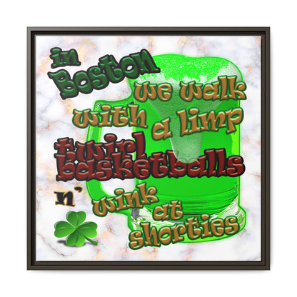 celtics logo - framed canvas art (white marble)