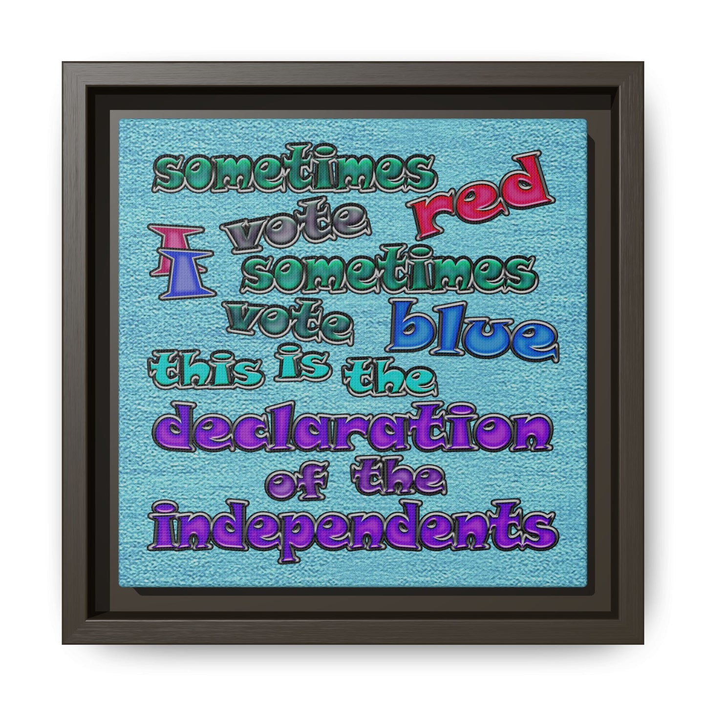 declaration of the independents - framed canvas art (faded blue)