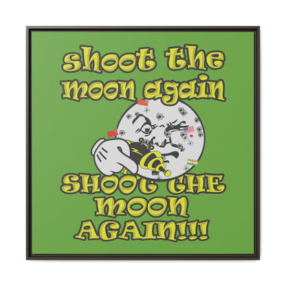 shoot the moon again - framed canvas art (green)