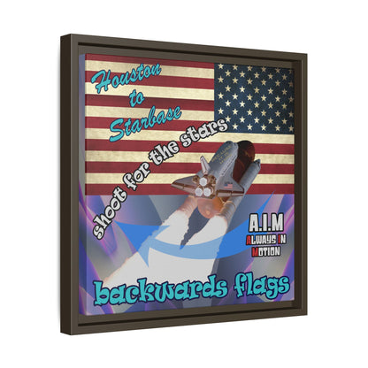 shoot for the stars - framed canvas art (grey-pink wave)