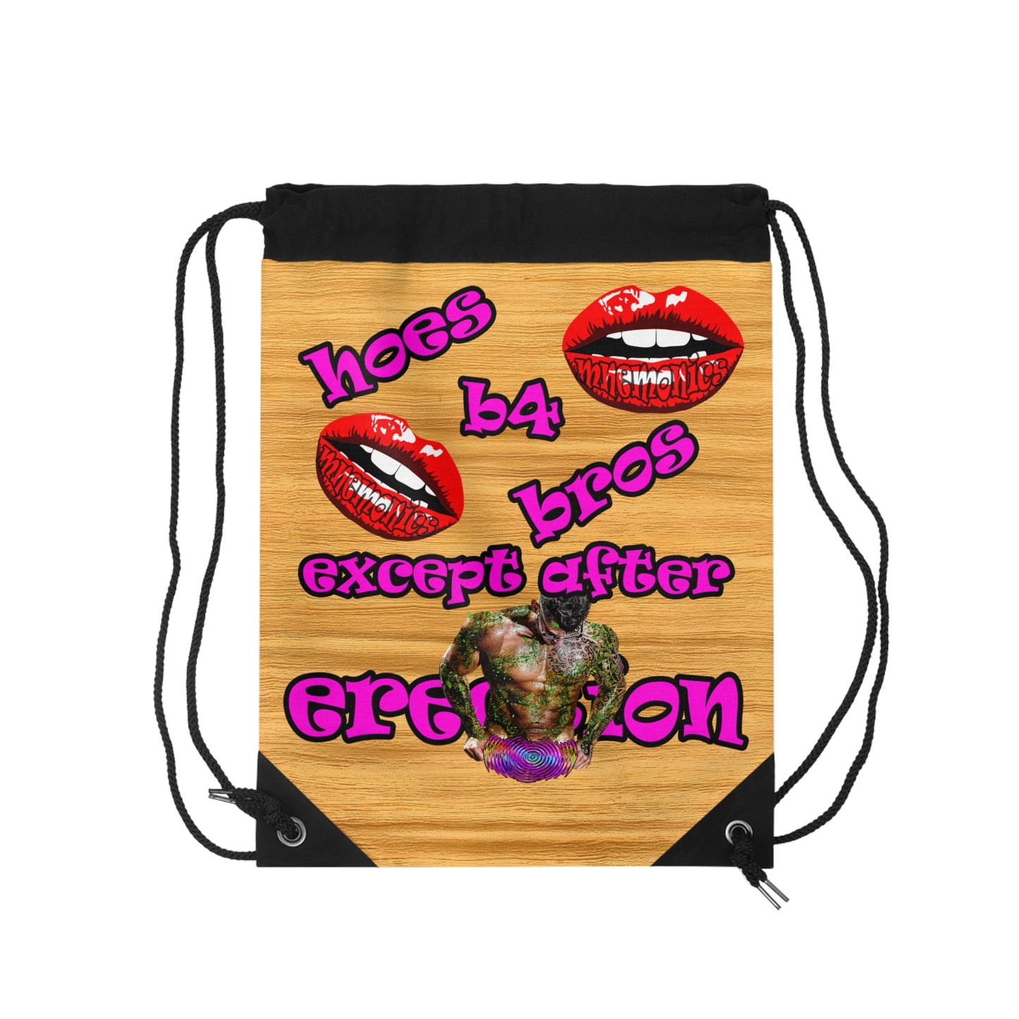hoes b4 bros - Drawstring Bag (butterscotch wood finish)