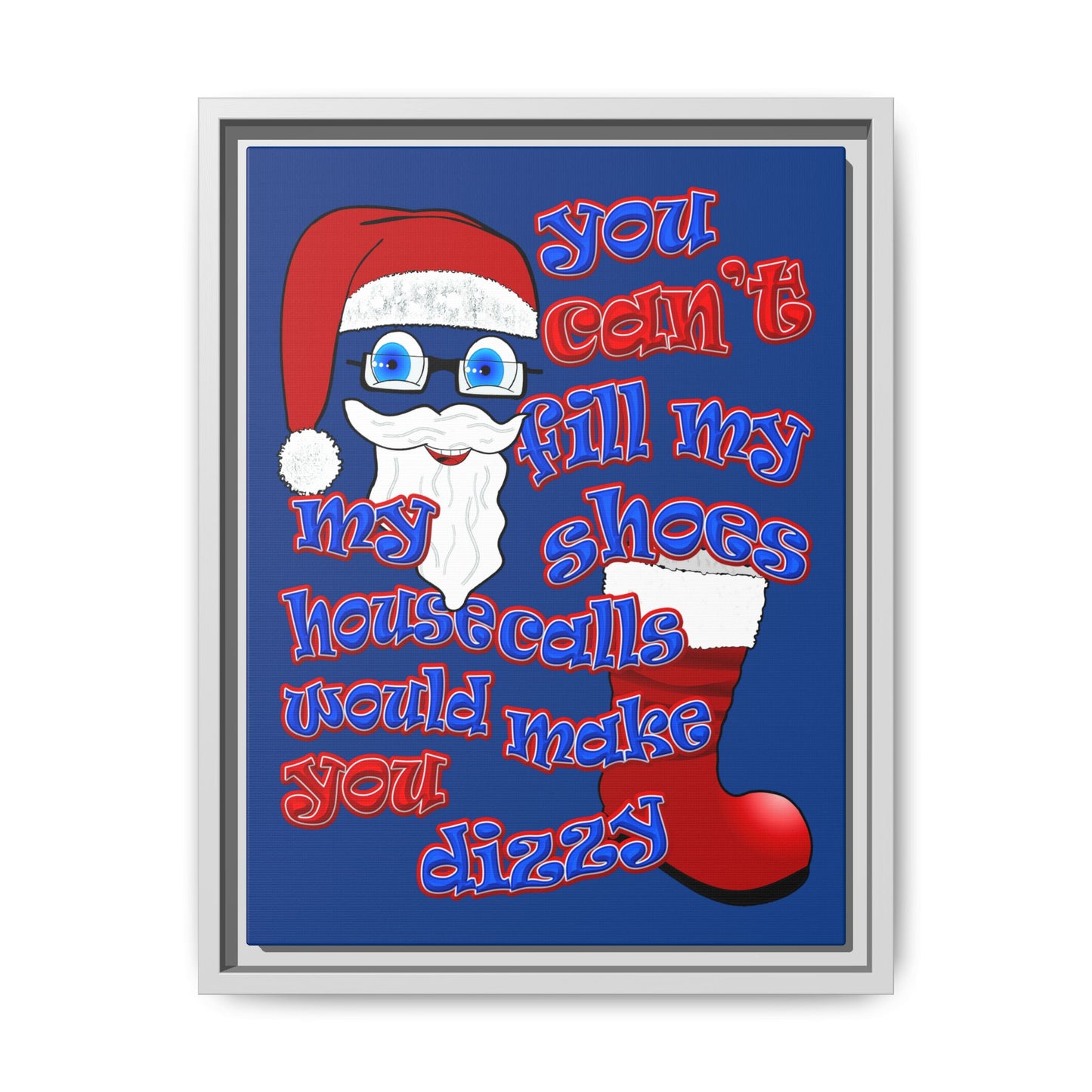 santa's shoes - framed canvas art (dark blue)
