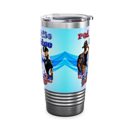 rw&b lives matter - Ringneck Tumbler, 20oz (light blue-pink wave)