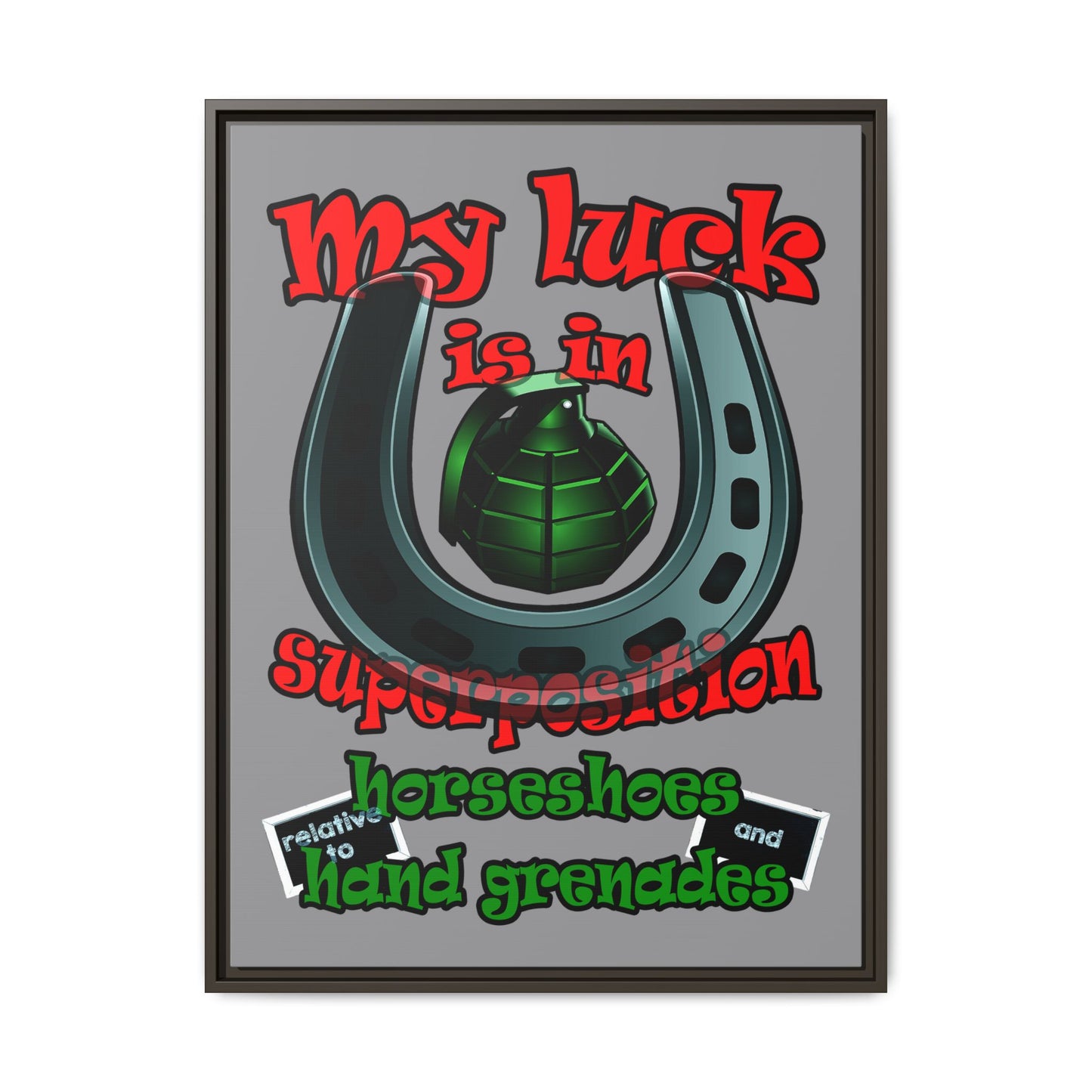 my luck - framed canvas art (grey)