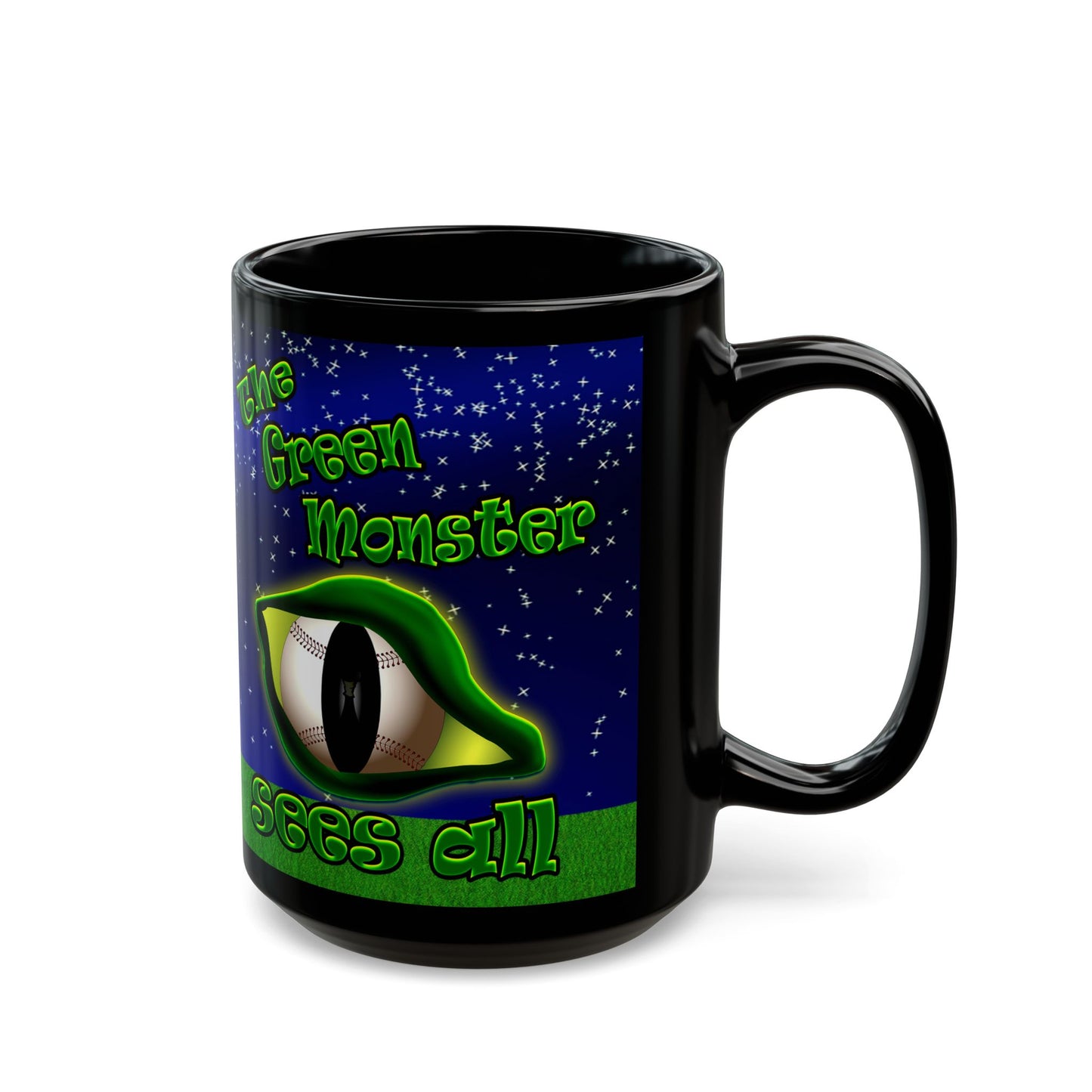 green monster - Black Mug ('snoops' background)