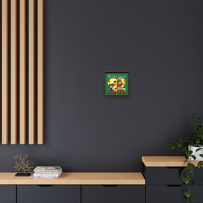 love peace - framed canvas art (dark green)
