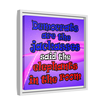donkeys and elephants - framed canvas art (purple-pink wave)